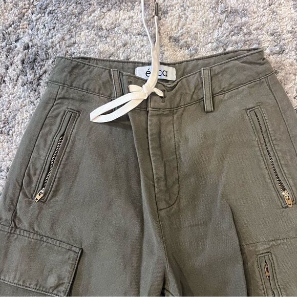 NWOT‎ ÉTICA REN CROPPED CARGO PANT women's size 24 in the color sage - Picture 3 of 12